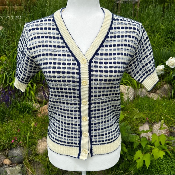 Sears Jr.Bazaar 1960s light button up sweater - Picture 1 of 6